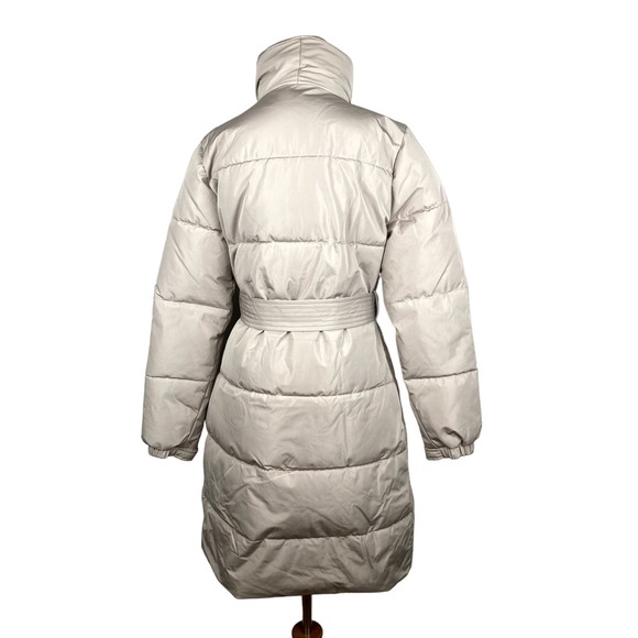 NWT Noize Harriet Mid-Length Belted Puffer Parka in Dark Oat Size XS - Picture 4 of 11